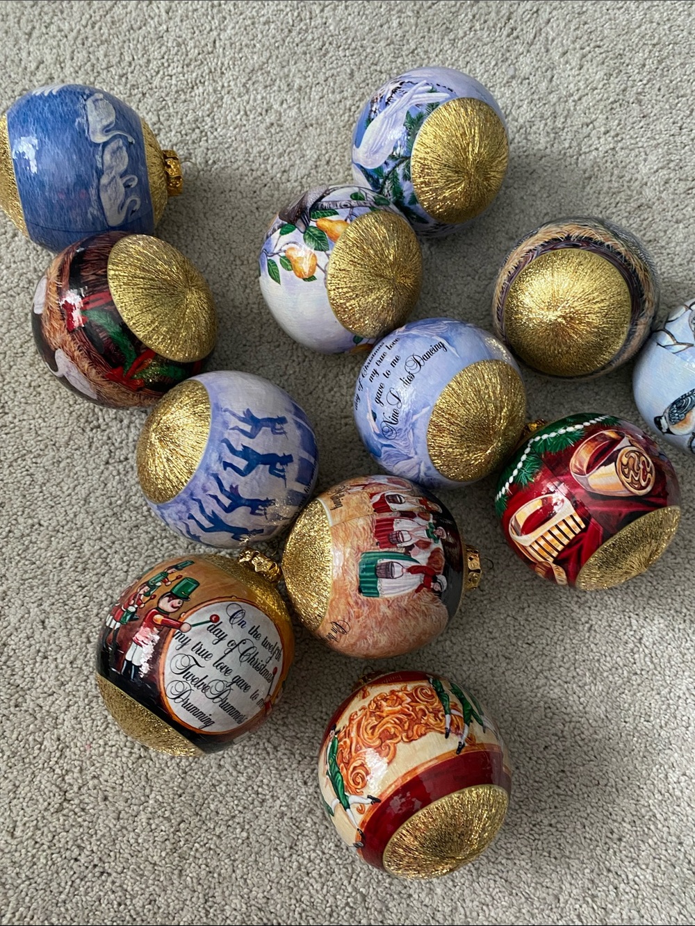 Vintage 12 Days of Christmas Ornament lot